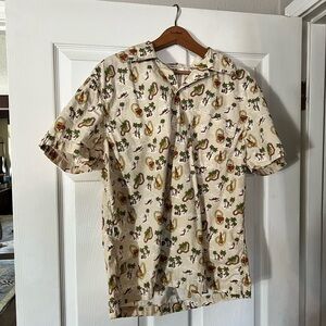 Casual Beige Dinosaur Print Shirt
